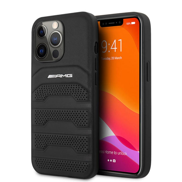 AMG iPhone 14 Pro Uyumlu Leather Çizgili Kabartmalı Tasarımlı Kılıf – Fotoğraf 1