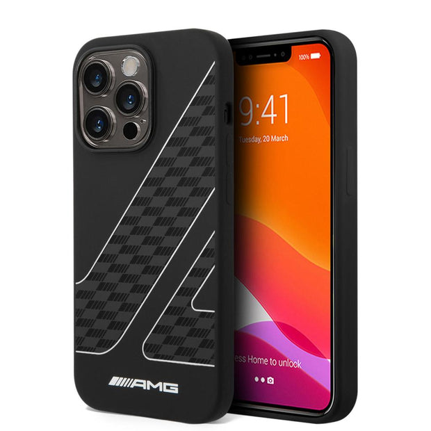 AMG iPhone 14 Pro Uyumlu Liquid Silikon Damalı Bayrak Desenli Kılıf – Fotoğraf 4