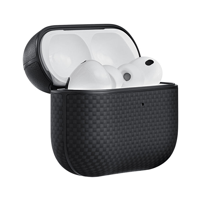 Pitaka AirPods Pro 3 Black-Gray Twill 1500D Aramid Fiber Karbon MagSafe Uyumlu Kılıf – Fotoğraf 2