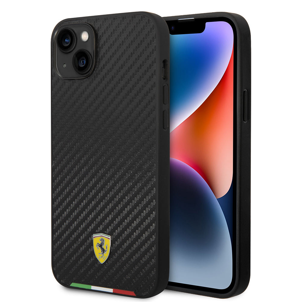 Ferrari iPhone 14 Plus İtalyan Bayraklı Karbon MagSafe Uyumlu Kılıf – Fotoğraf 1