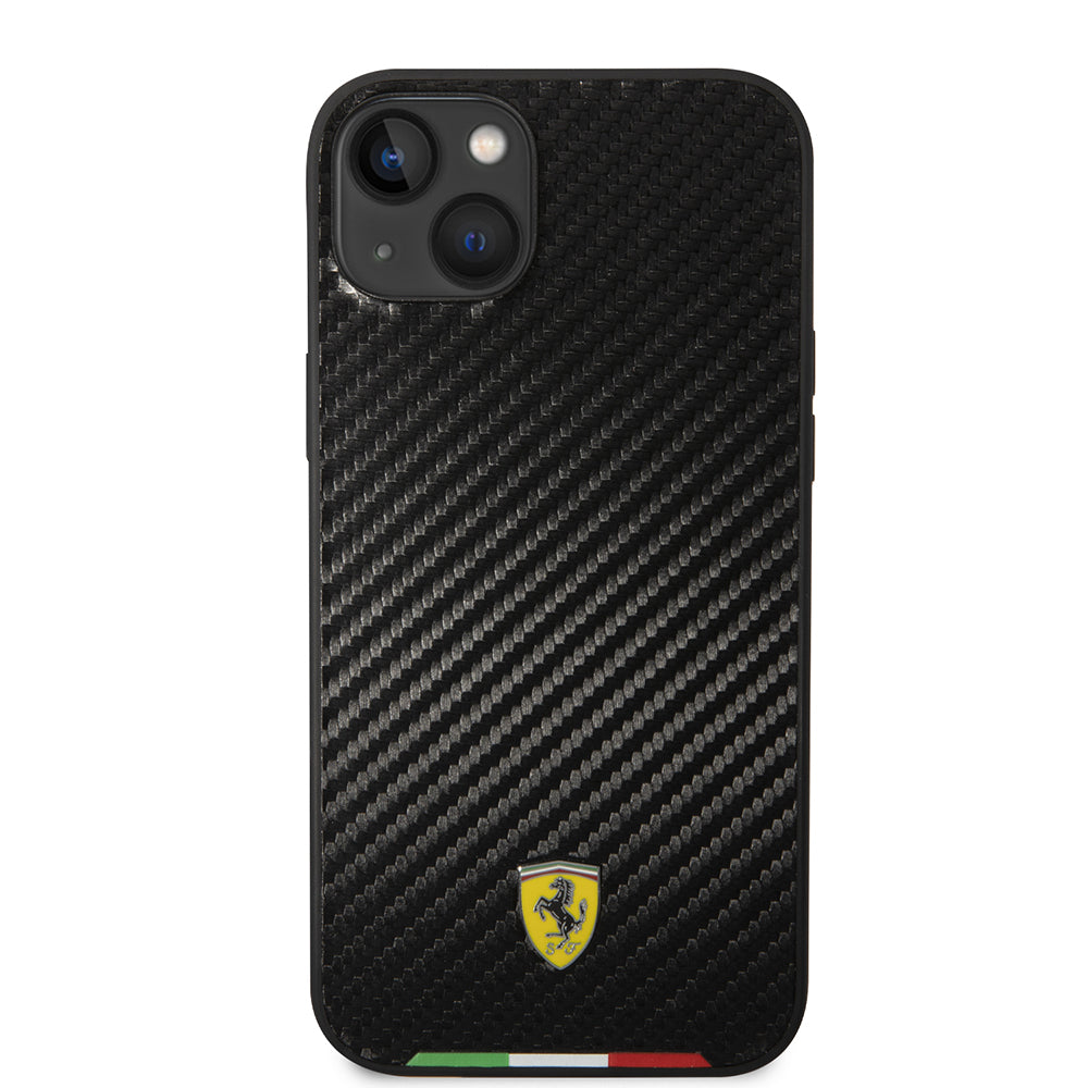 Ferrari iPhone 14 Plus İtalyan Bayraklı Karbon MagSafe Uyumlu Kılıf – Fotoğraf 3