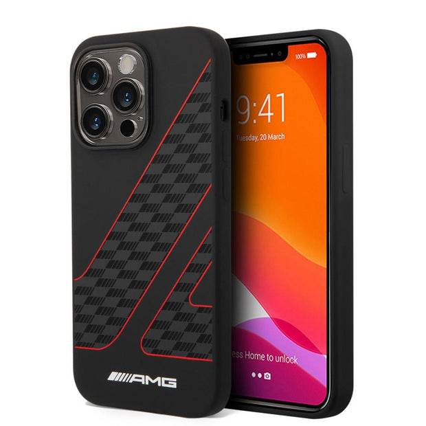 AMG iPhone 14 Pro Uyumlu Liquid Silikon Damalı Bayrak Desenli Kılıf – Fotoğraf 1