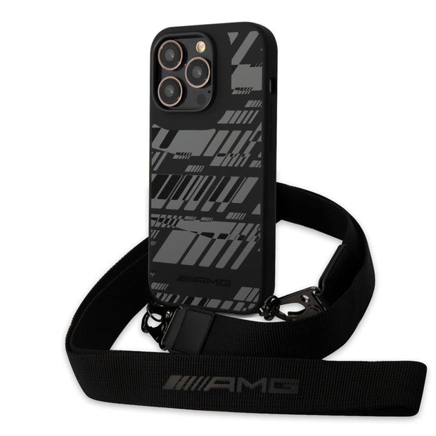 AMG iPhone 14 Pro Uyumlu Liquid Silikon Strap Telefon Askılı Grafik Tasarımlı Kılıf – Fotoğraf 1