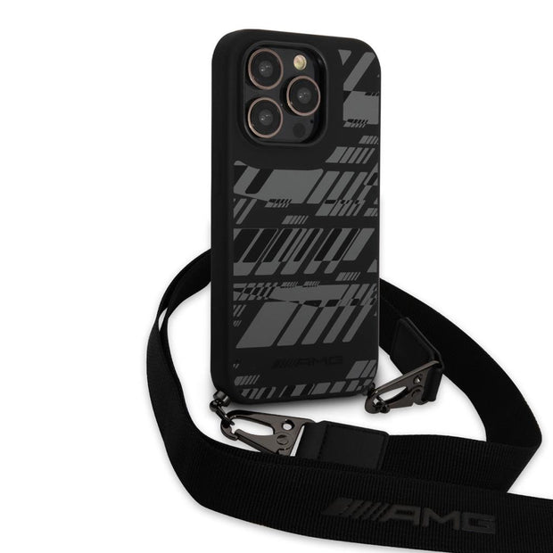 AMG iPhone 14 Pro Uyumlu Liquid Silikon Strap Telefon Askılı Grafik Tasarımlı Kılıf – Fotoğraf 2