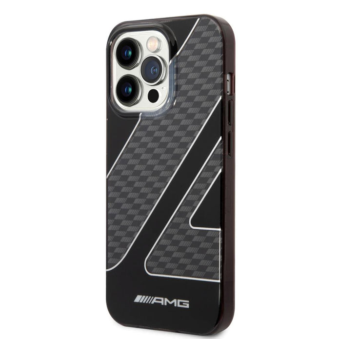 AMG iPhone 14 Pro Uyumlu Şeffaf Çift Katmanlı Damalı Bayrak Desenli Kılıf – Fotoğraf 2