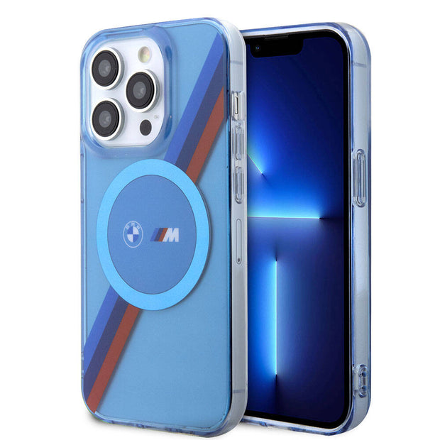 BMW iPhone 14 Pro Tricolor Stripes Şeffaf MagSafe Uyumlu Kılıf – Fotoğraf 1