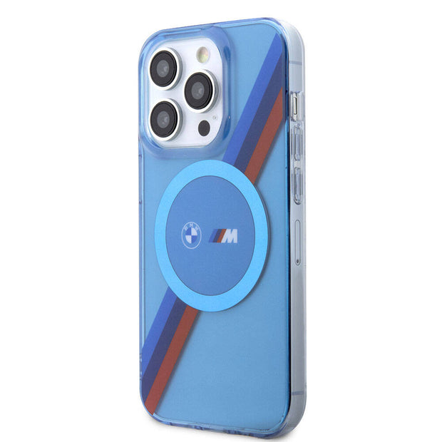 BMW iPhone 14 Pro Tricolor Stripes Şeffaf MagSafe Uyumlu Kılıf – Fotoğraf 2