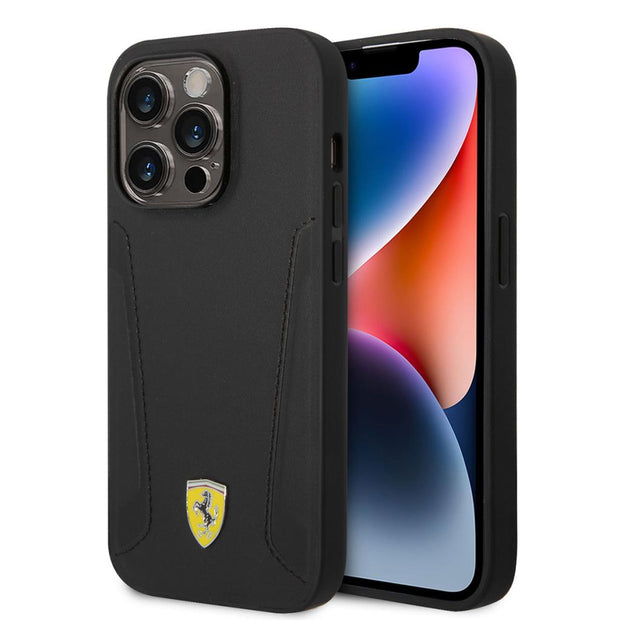 Ferrari iPhone 14 Pro Damgalı Kenarlı Deri MagSafe Uyumlu Kılıf – Fotoğraf 1