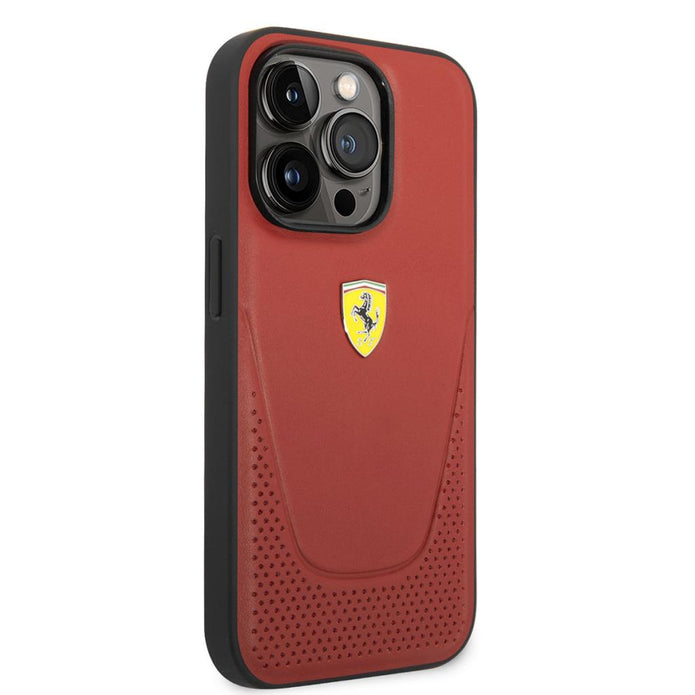 Ferrari iPhone 14 Pro Max Delikli Deri Kılıf – Fotoğraf 3