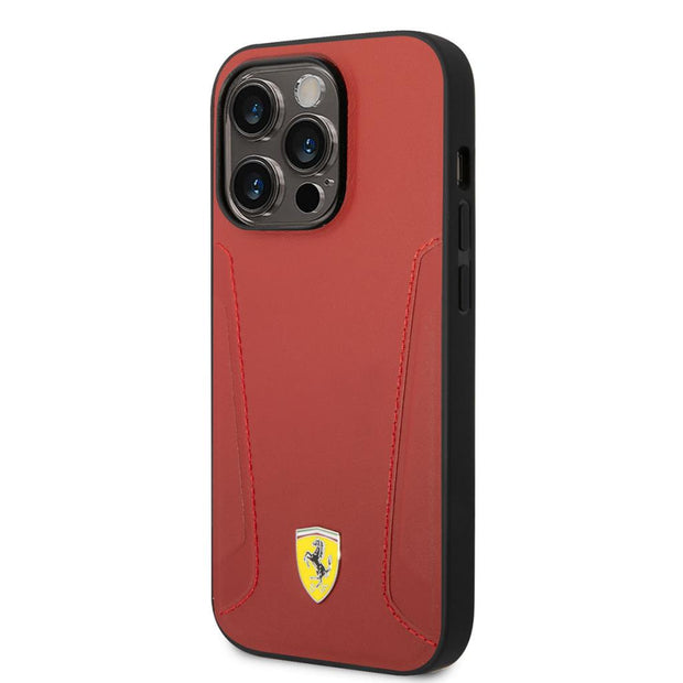 Ferrari iPhone 14 Pro Max Damgalı Kenarlı Deri MagSafe Uyumlu Kılıf – Fotoğraf 2