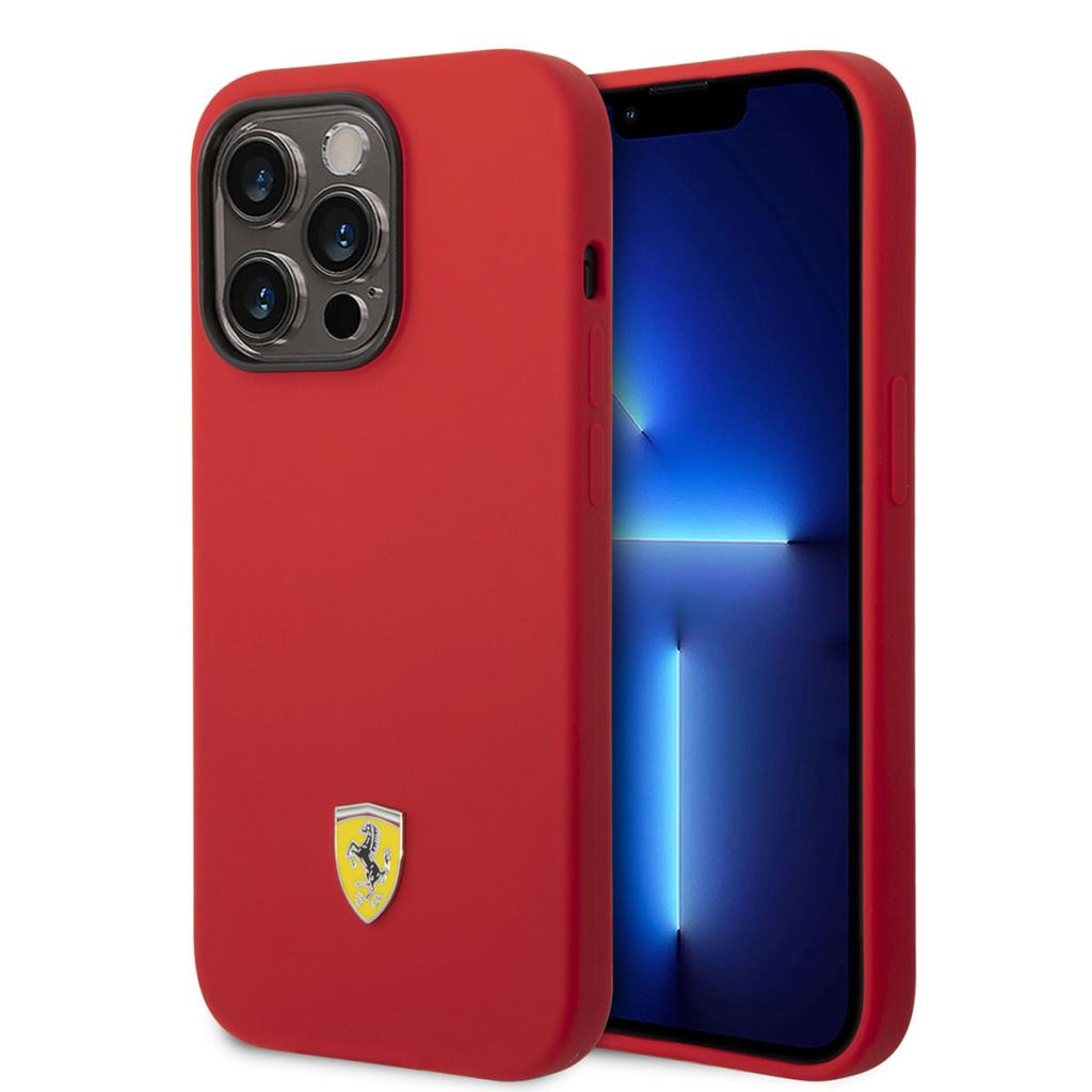 Ferrari iPhone 14 Pro Max Metal Logolu Silikon MagSafe Uyumlu Kılıf – Fotoğraf 1
