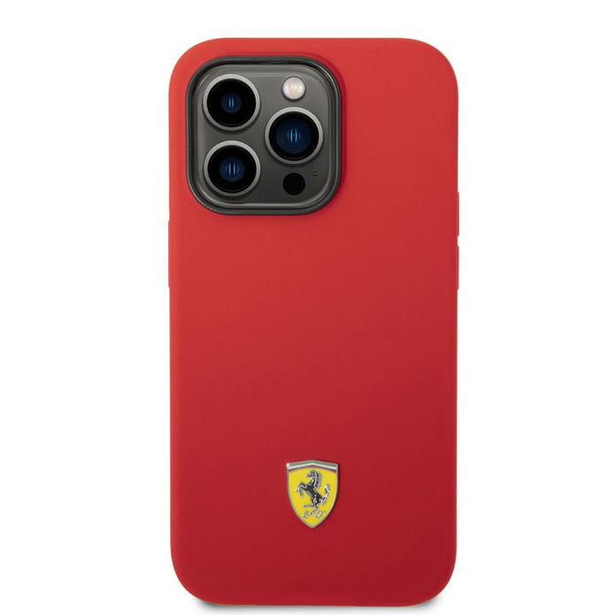 Ferrari iPhone 14 Pro Max Metal Logolu Silikon MagSafe Uyumlu Kılıf – Fotoğraf 3