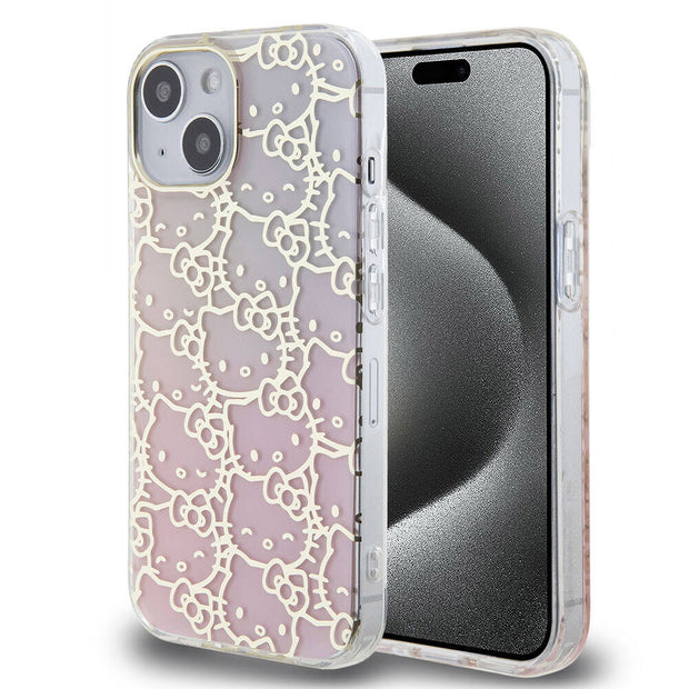 Hello Kitty iPhone 15 Renk Geçişli Elektroplating Kitty Head Kılıf – Fotoğraf 1