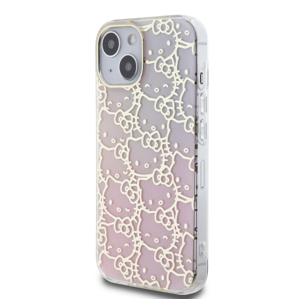 Hello Kitty iPhone 15 Renk Geçişli Elektroplating Kitty Head Kılıf – Fotoğraf 2