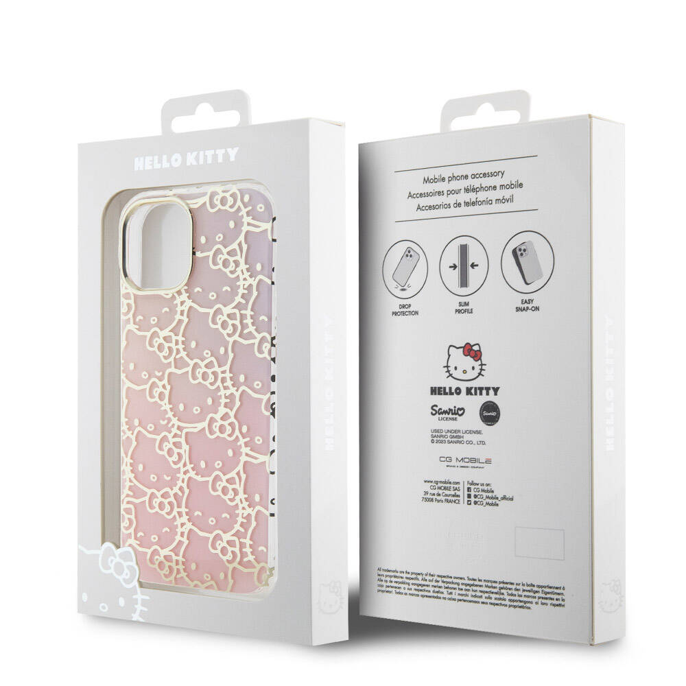 Hello Kitty iPhone 15 Renk Geçişli Elektroplating Kitty Head Kılıf – Fotoğraf 6