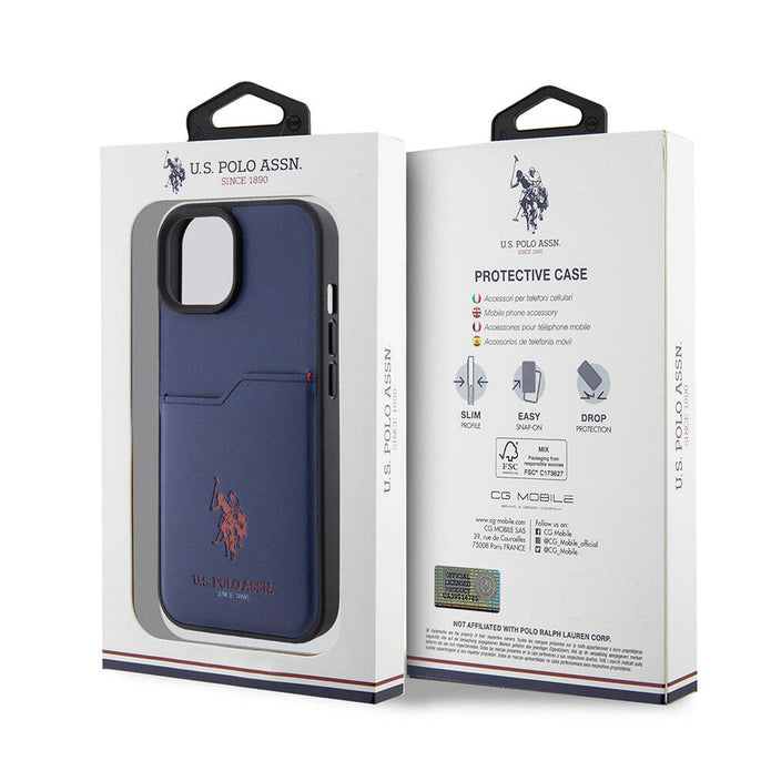 U.S. Polo Assn. iPhone 15 Logolu PU Kartlıklı Kılıf