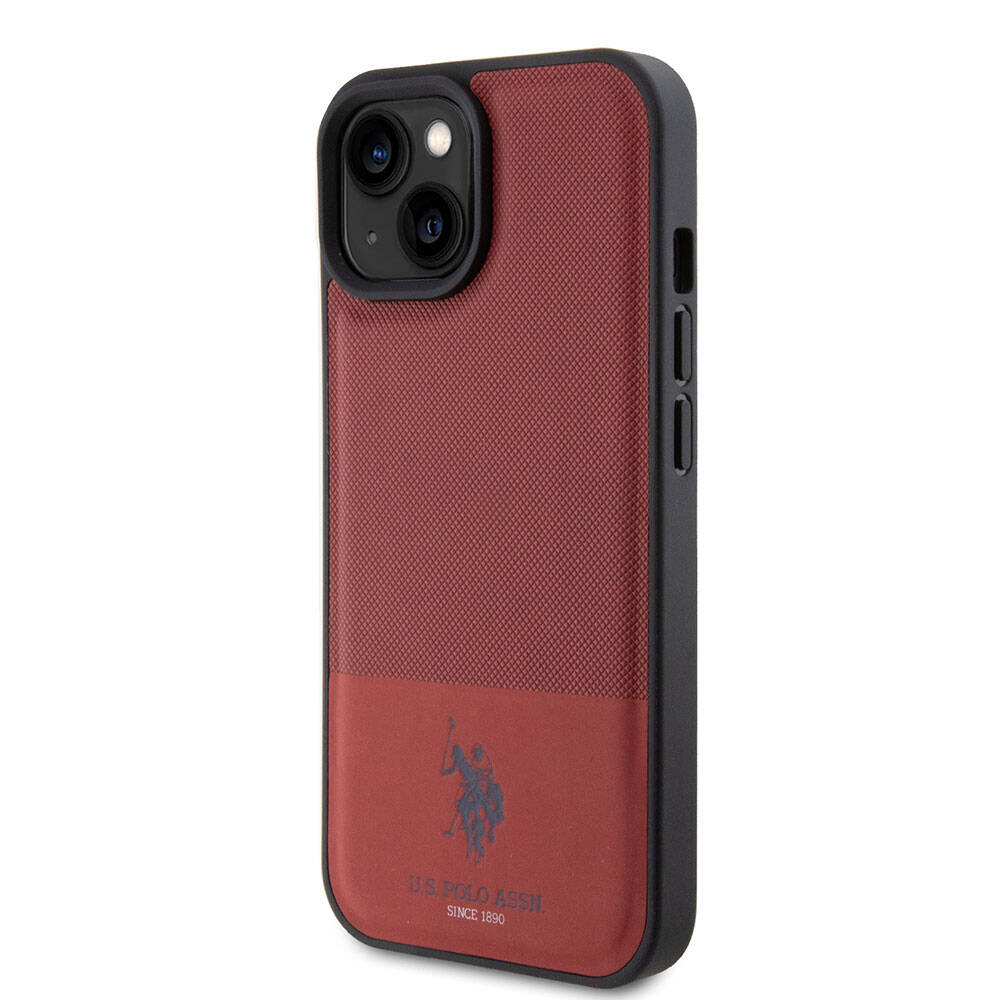 U.S. Polo Assn. iPhone 15 Örgü Desenli Suni Deri Kılıf