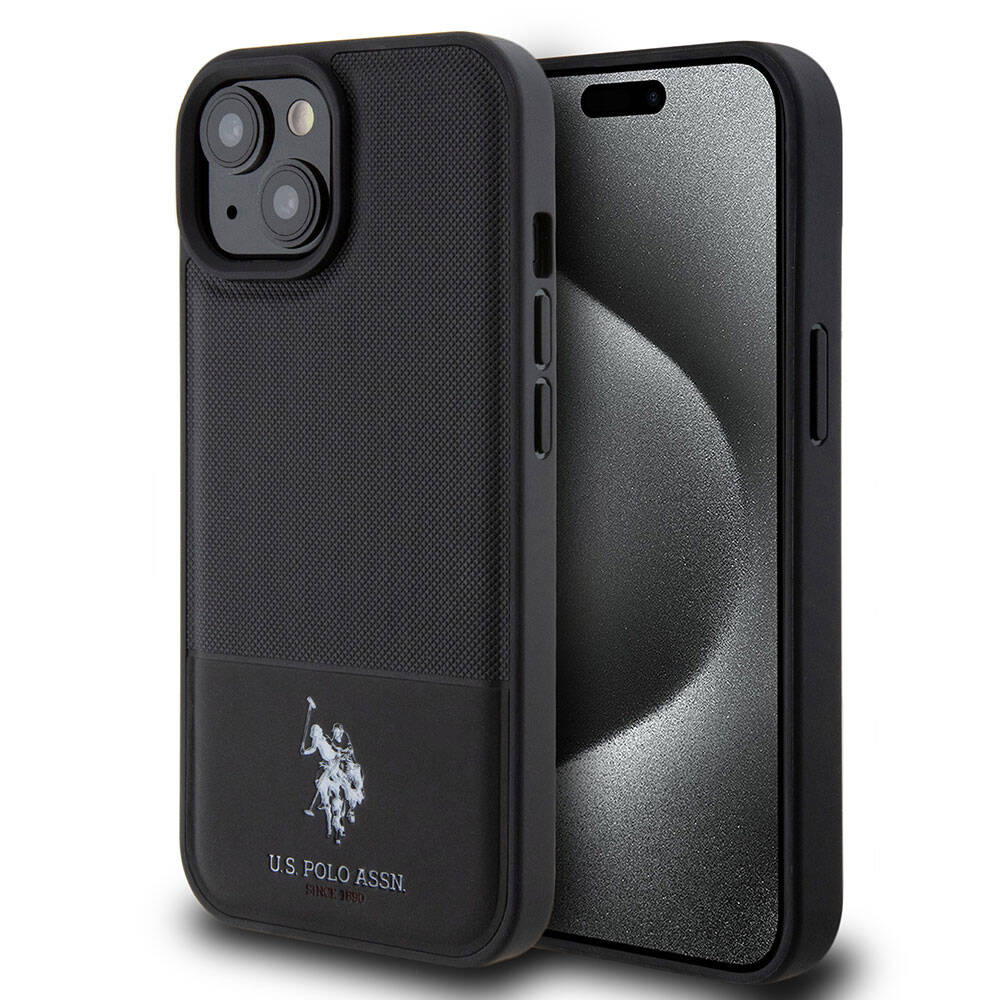 U.S. Polo Assn. iPhone 15 Örgü Desenli Suni Deri Kılıf