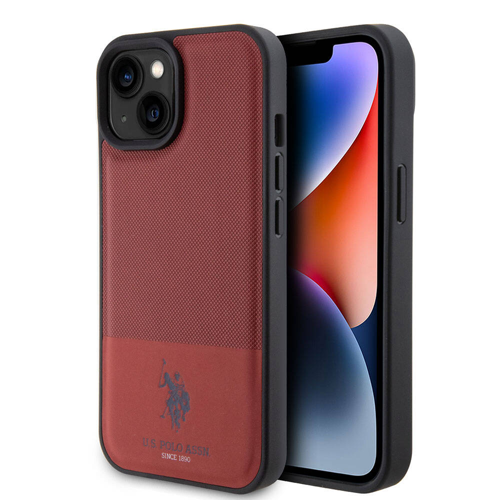 U.S. Polo Assn. iPhone 15 Örgü Desenli Suni Deri Kılıf