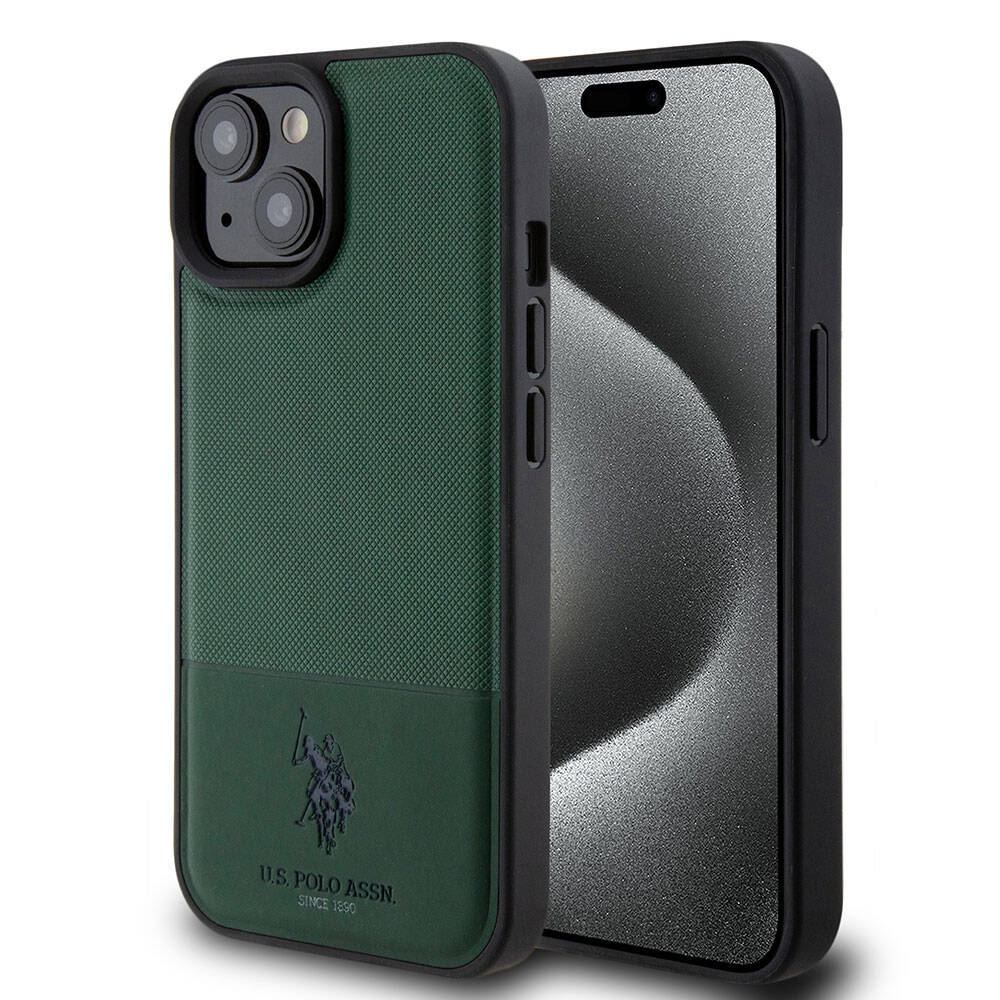 U.S. Polo Assn. iPhone 15 Örgü Desenli Suni Deri Kılıf