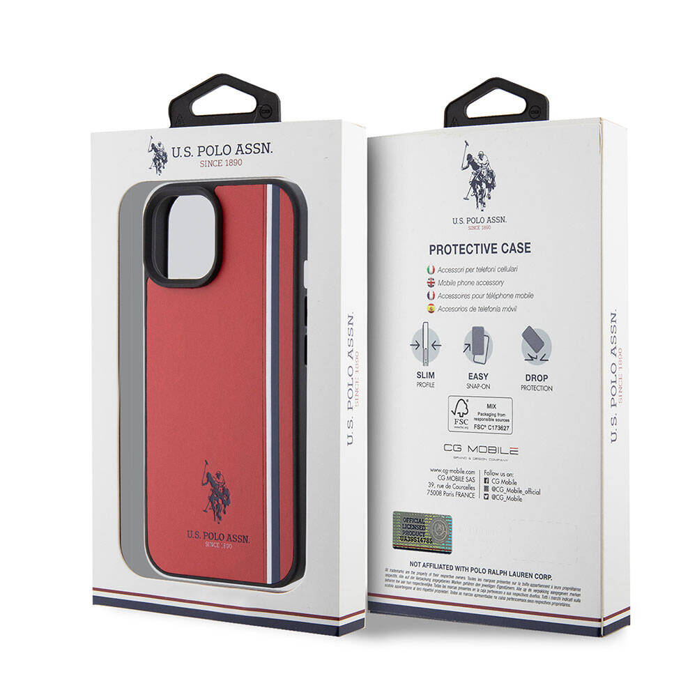 U.S. Polo Assn. iPhone 15 Üç Renk Şerit Logolu Kılıf