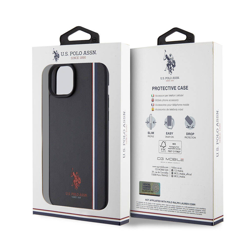 U.S. Polo Assn. iPhone 15 Üç Renk Şerit Logolu Kılıf