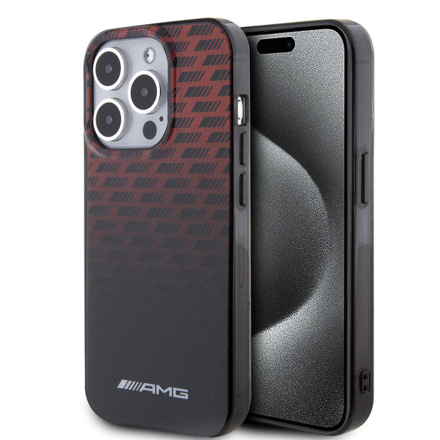 AMG iPhone 15 Pro Uyumlu Çift Katmanlı Küçük Logolu Dörtgen Şerit Desenli Kılıf – Fotoğraf 1