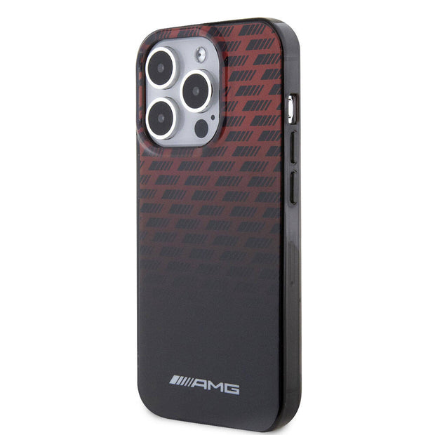AMG iPhone 15 Pro Uyumlu Çift Katmanlı Küçük Logolu Dörtgen Şerit Desenli Kılıf – Fotoğraf 2