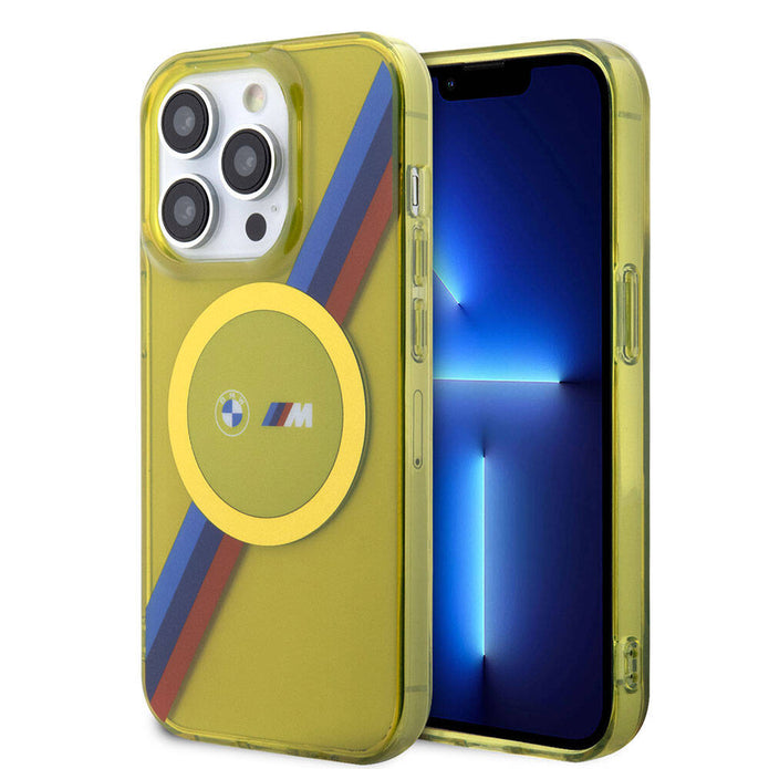 BMW iPhone 15 Pro Tricolor Stripes Şeffaf MagSafe Uyumlu Kılıf – Fotoğraf 1