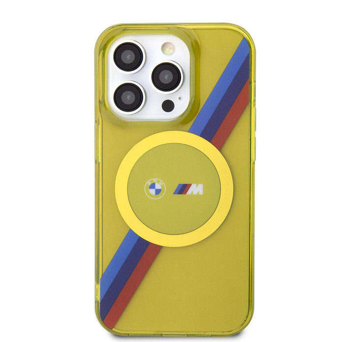 BMW iPhone 15 Pro Tricolor Stripes Şeffaf MagSafe Uyumlu Kılıf – Fotoğraf 3