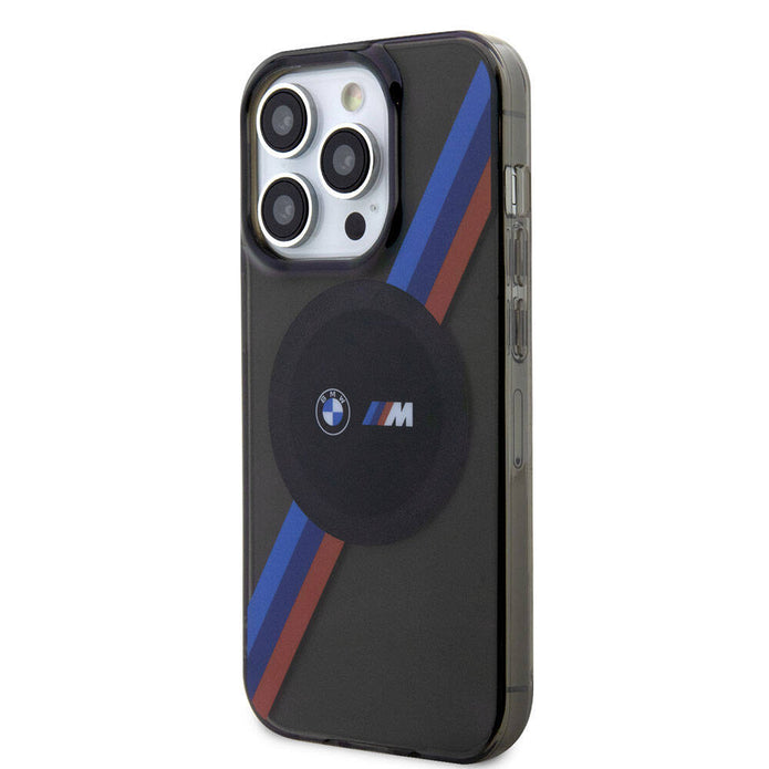 BMW iPhone 15 Pro Tricolor Stripes Şeffaf MagSafe Uyumlu Kılıf – Fotoğraf 8