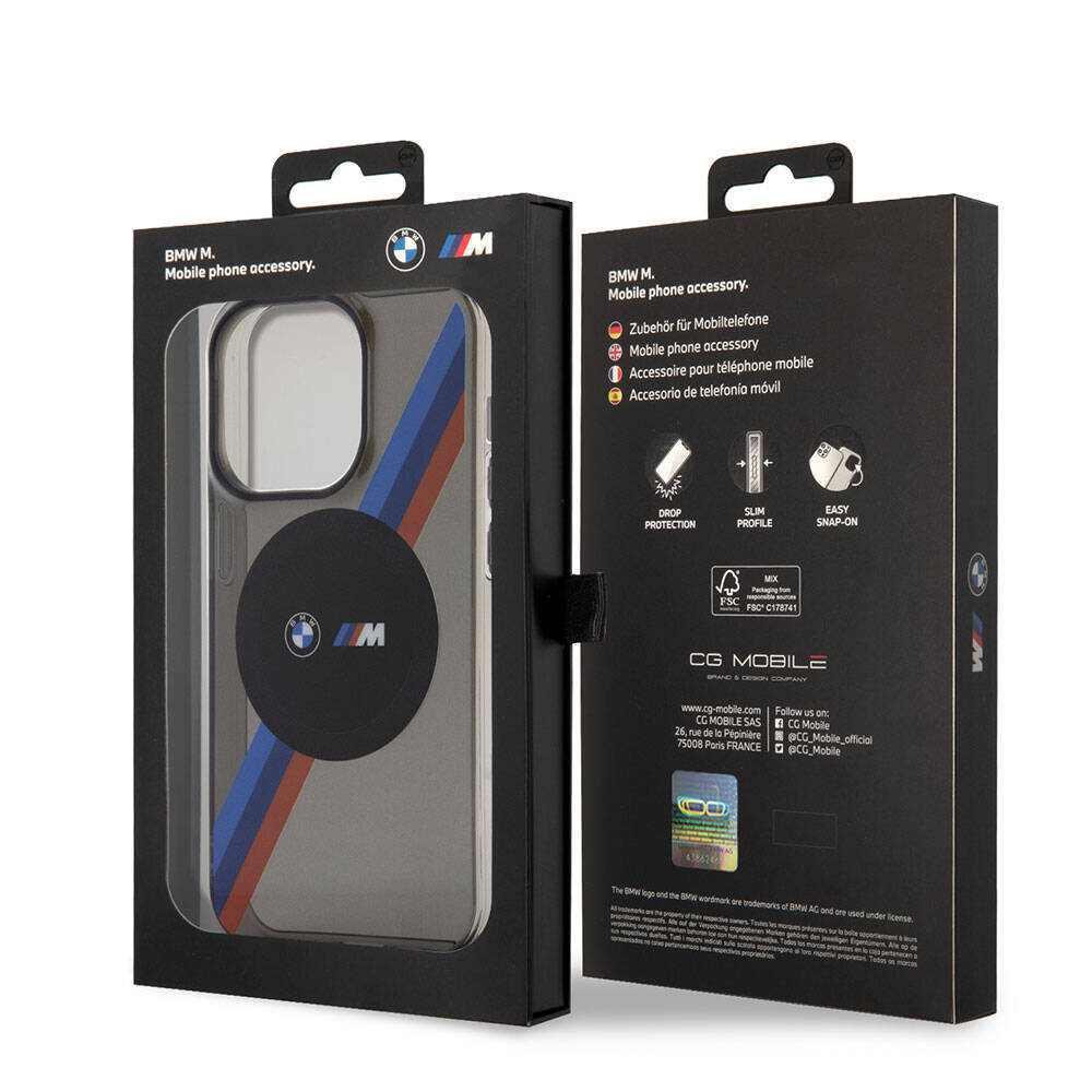 BMW iPhone 15 Pro Tricolor Stripes Şeffaf MagSafe Uyumlu Kılıf – Fotoğraf 12