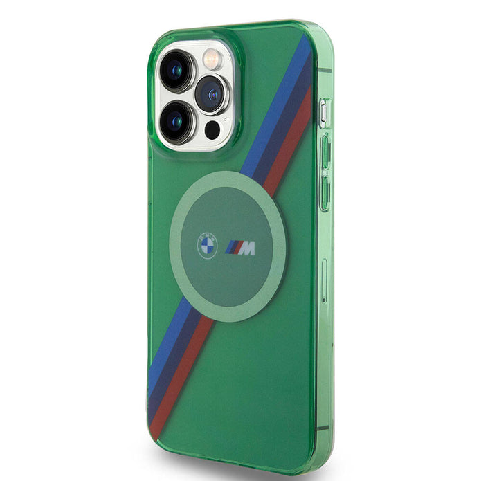 BMW iPhone 15 Pro Tricolor Stripes Şeffaf MagSafe Uyumlu Kılıf – Fotoğraf 14