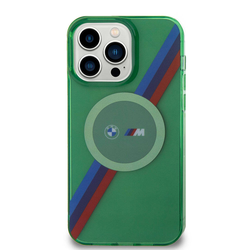 BMW iPhone 15 Pro Tricolor Stripes Şeffaf MagSafe Uyumlu Kılıf – Fotoğraf 15