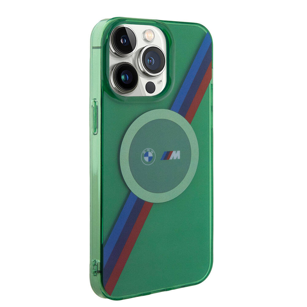 BMW iPhone 15 Pro Tricolor Stripes Şeffaf MagSafe Uyumlu Kılıf – Fotoğraf 16