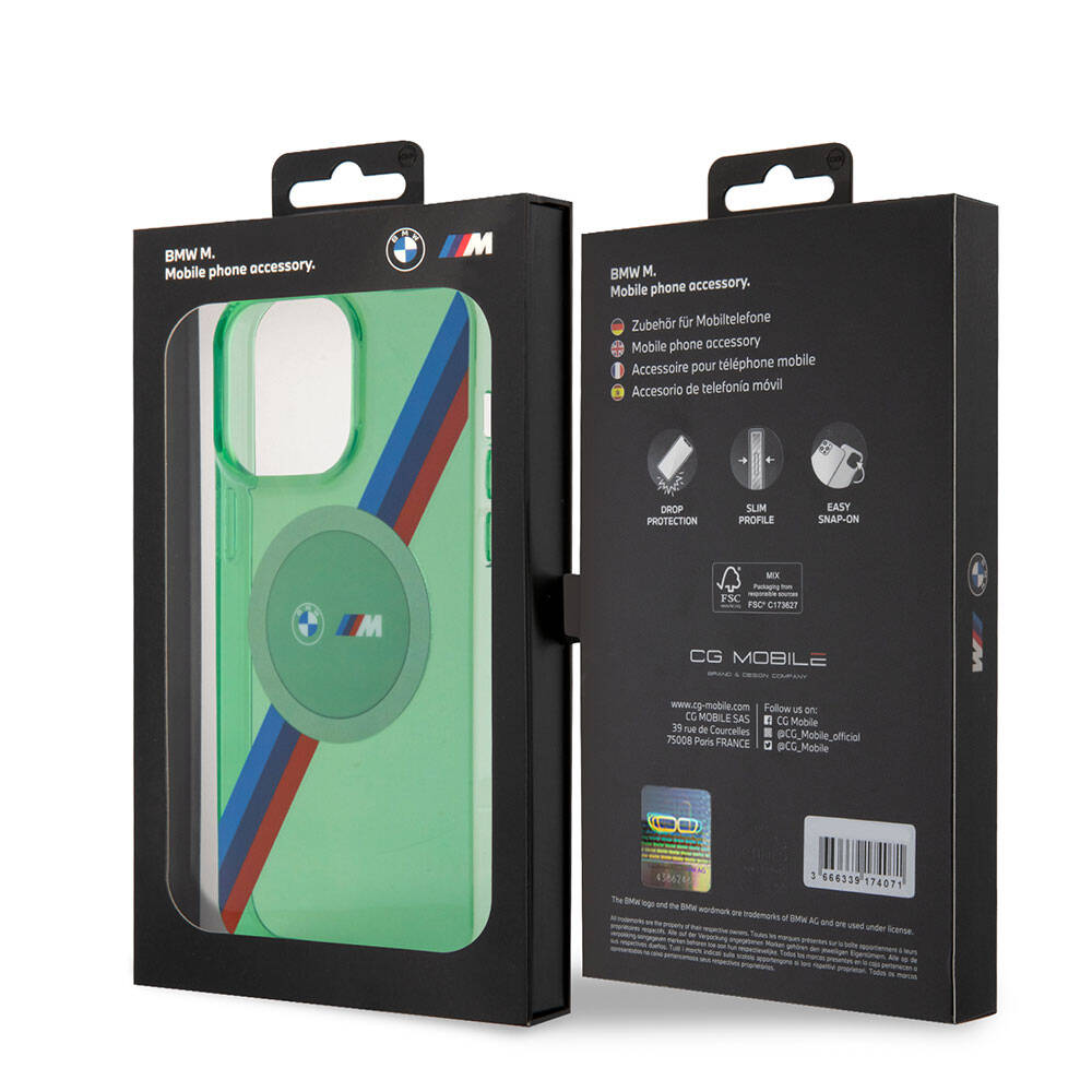 BMW iPhone 15 Pro Tricolor Stripes Şeffaf MagSafe Uyumlu Kılıf – Fotoğraf 18