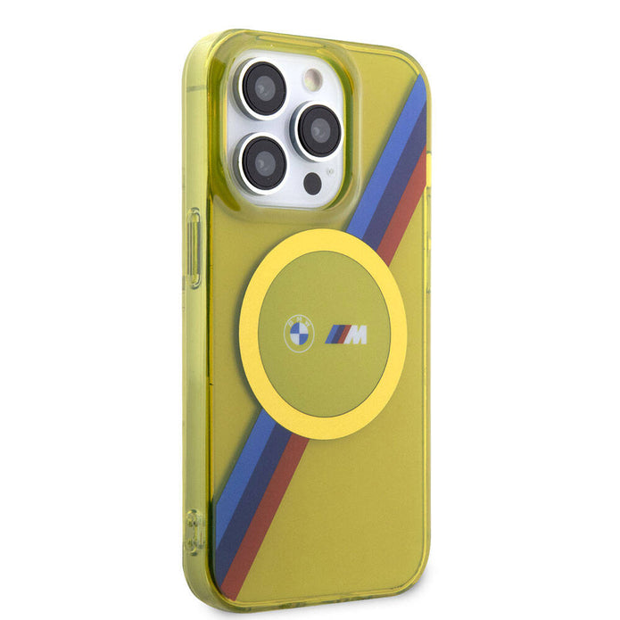 BMW iPhone 15 Pro Tricolor Stripes Şeffaf MagSafe Uyumlu Kılıf – Fotoğraf 5