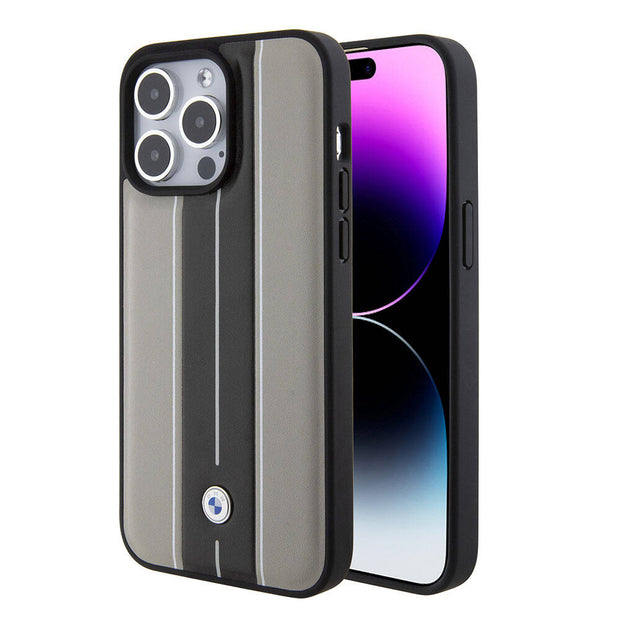 BMW iPhone 15 Pro Çift Şeritli Deri Kılıf – Fotoğraf 1