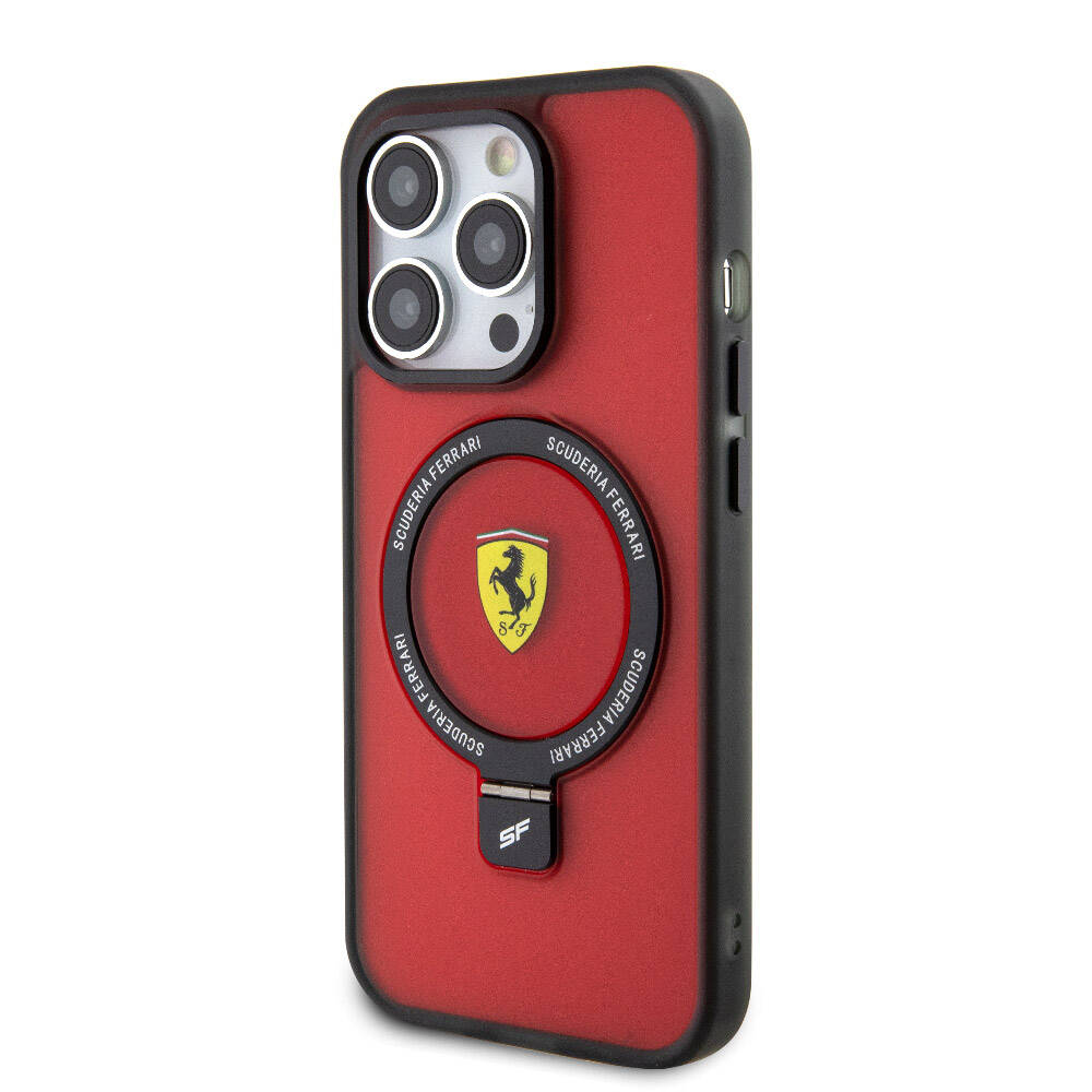 Ferrari iPhone 15 Pro Buzlu Standlı MagSafe Uyumlu Kılıf – Fotoğraf 9