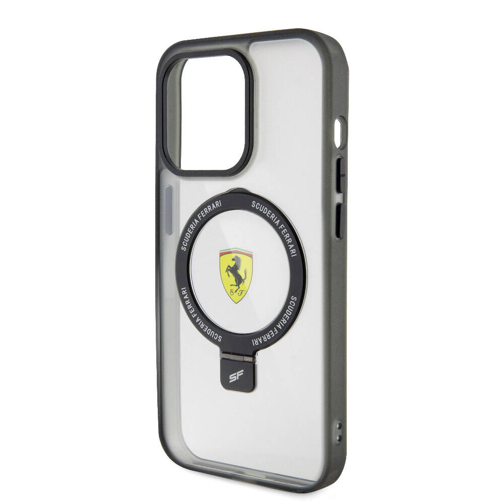 Ferrari iPhone 15 Pro Buzlu Standlı MagSafe Uyumlu Kılıf