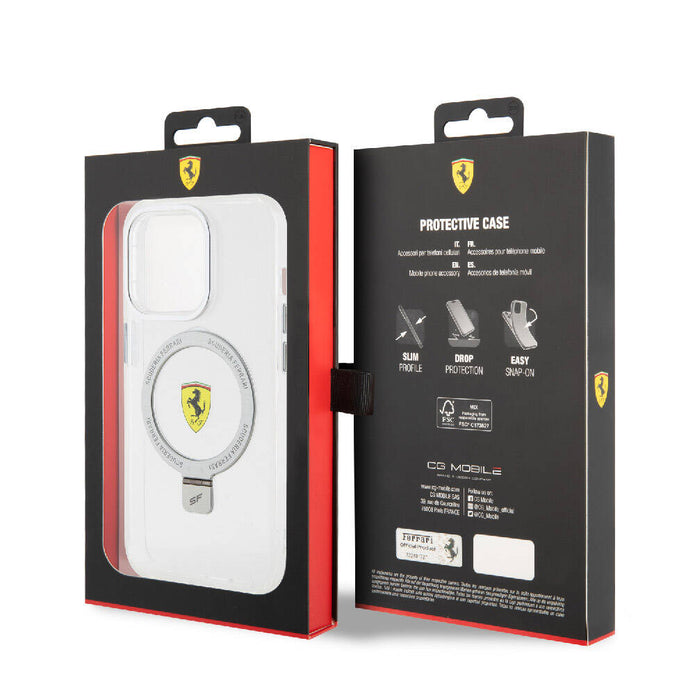 Ferrari iPhone 15 Pro Buzlu Standlı MagSafe Uyumlu Kılıf