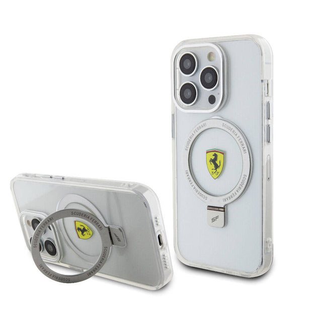 Ferrari iPhone 15 Pro Buzlu Standlı MagSafe Uyumlu Kılıf