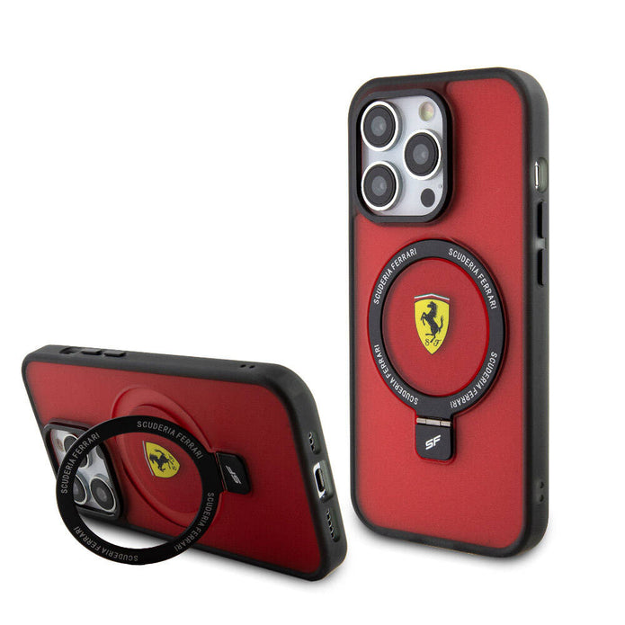 Ferrari iPhone 15 Pro Buzlu Standlı MagSafe Uyumlu Kılıf