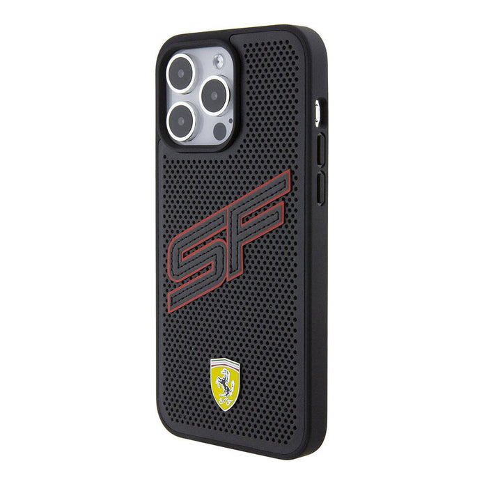 Ferrari iPhone 15 Pro Büyük SF Yazılı Delikli Dikişli PU Kılıf – Fotoğraf 2