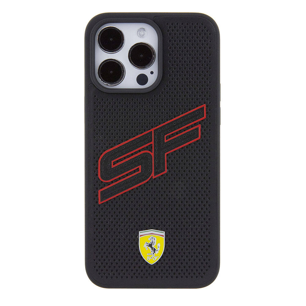 Ferrari iPhone 15 Pro Büyük SF Yazılı Delikli Dikişli PU Kılıf – Fotoğraf 3