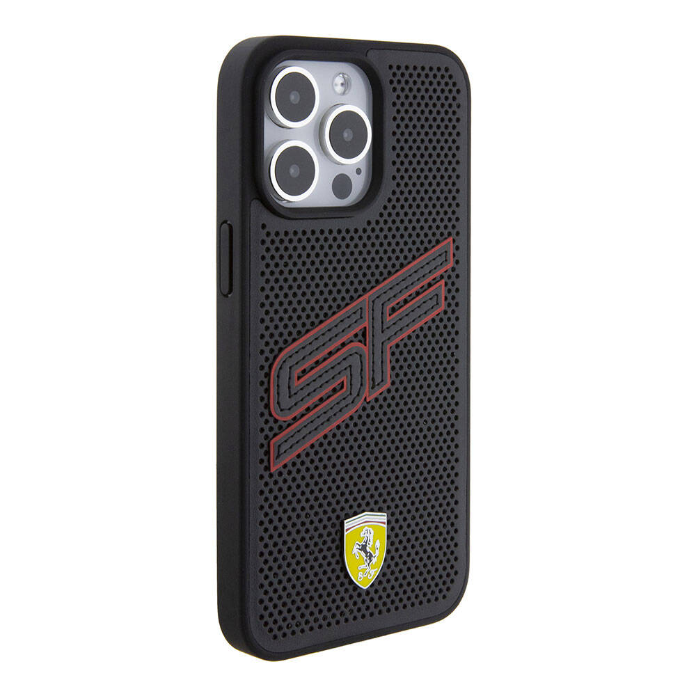 Ferrari iPhone 15 Pro Büyük SF Yazılı Delikli Dikişli PU Kılıf – Fotoğraf 4