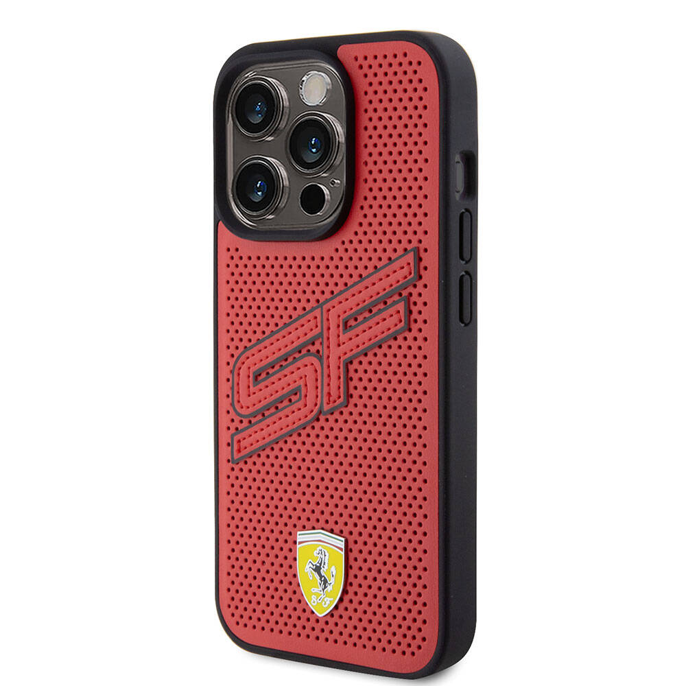 Ferrari iPhone 15 Pro Büyük SF Yazılı Delikli Dikişli PU Kılıf – Fotoğraf 9