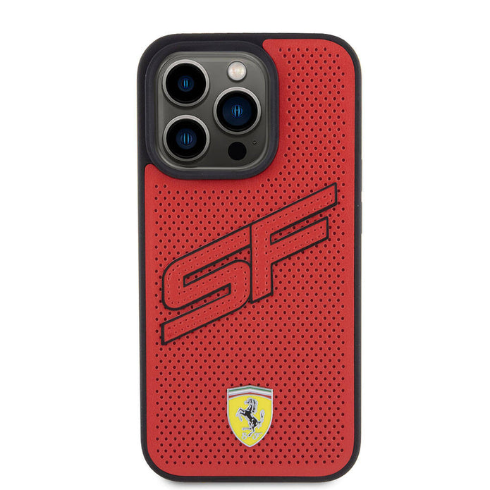 Ferrari iPhone 15 Pro Büyük SF Yazılı Delikli Dikişli PU Kılıf – Fotoğraf 10