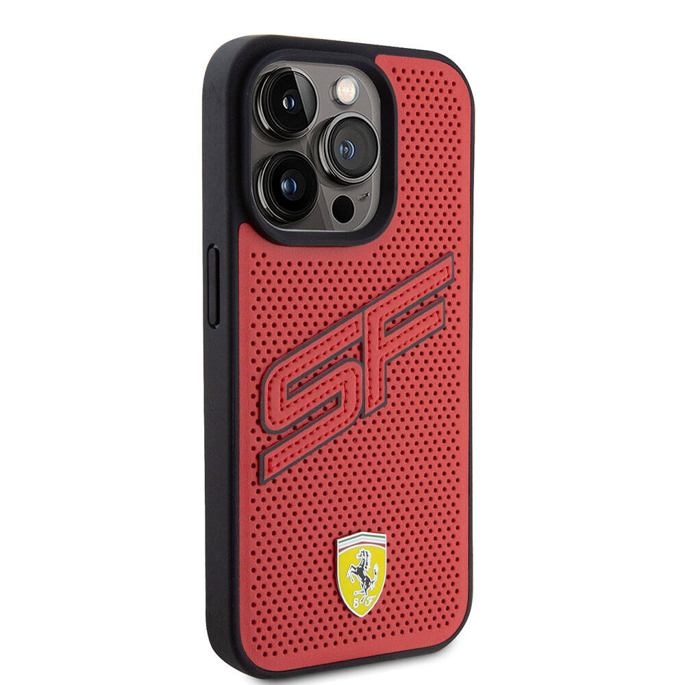 Ferrari iPhone 15 Pro Büyük SF Yazılı Delikli Dikişli PU Kılıf – Fotoğraf 11