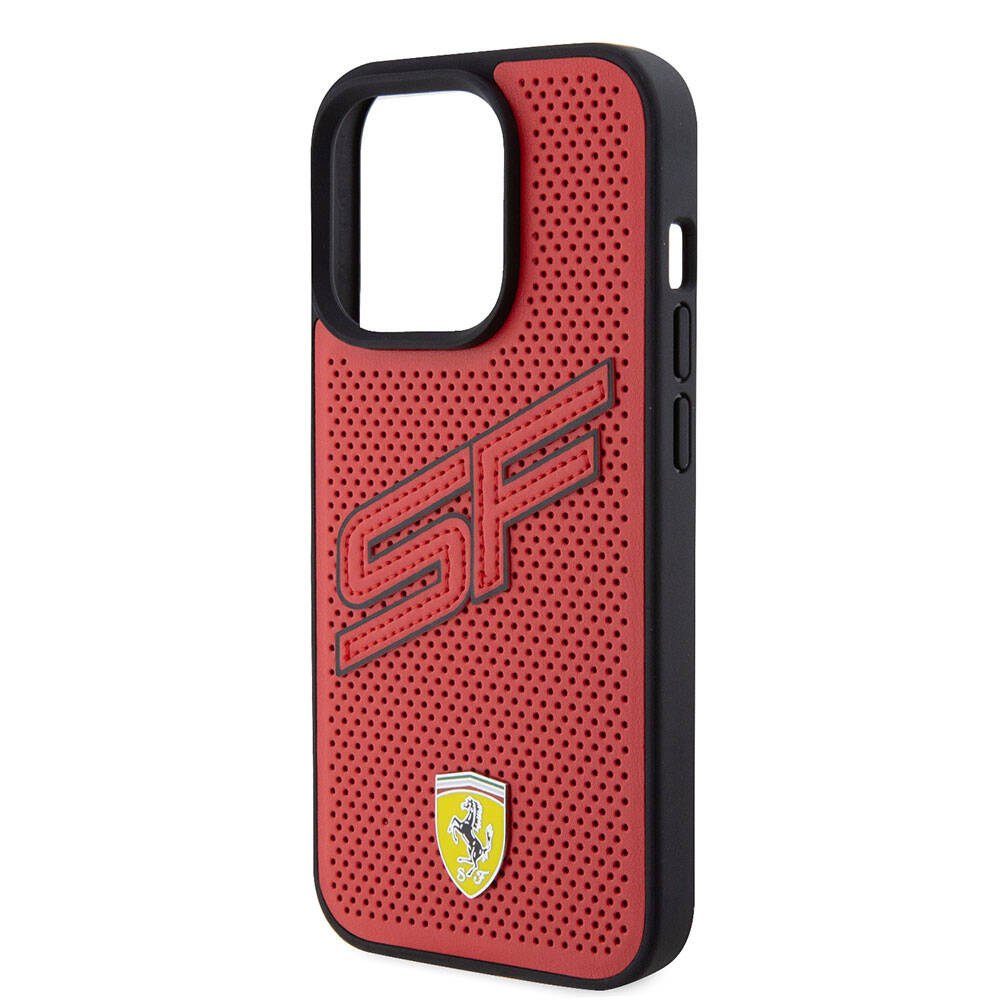 Ferrari iPhone 15 Pro Büyük SF Yazılı Delikli Dikişli PU Kılıf – Fotoğraf 13